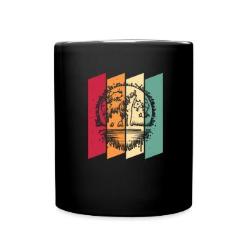 Bear Brown Bear Moon Howling - Full Colour Mug - black - Front