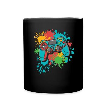 Gamer Gaming Aquarell Gaming Controller - Tasse einfarbig - Schwarz - Vorne