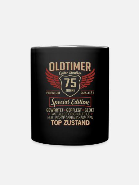 75. Geburtstag 75 Jahre Einzigartiger Oldtimer - Tasse einfarbig - Schwarz