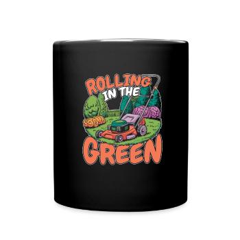 Lawn mower mowing - Full Colour Mug - black - Front
