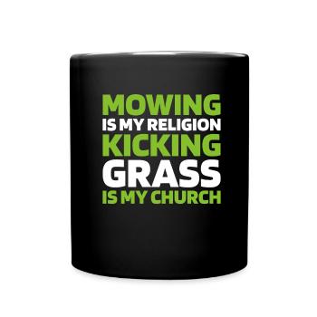 Lawn mower mowing - Full Colour Mug - black - Front