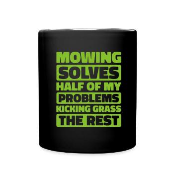 Lawn mower mowing - Full Colour Mug - black - Front