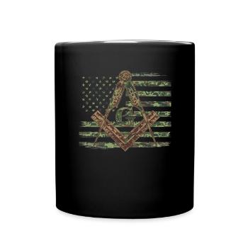 American Camo Flag Mason Masonic Camo - Full Colour Mug - black - Front
