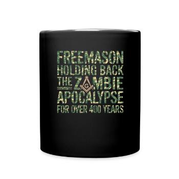 Zombie Apocalypse Mason Masonic Camo Freemason - Full Colour Mug - black - Front
