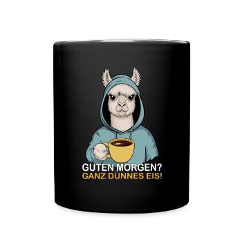 Good morning very thin funny alpaca - Full Colour Mug - black - Front