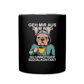 Unnecessary social contact Funny French - Full Colour Mug - black - Front