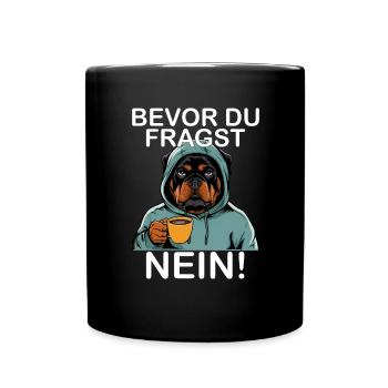 Avant de demander Aucun Rottweiler drôle - Mug uni - noir - Devant