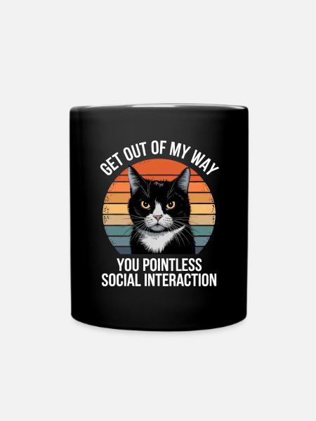 Funny Black Cat - Full Colour Mug - black