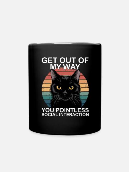 Funny Black Cat - Full Colour Mug - black