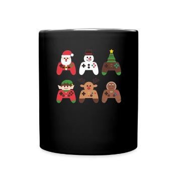 Gamer Weihanchten Gaming Weihnachten Zocken Zocker - Tasse einfarbig - Schwarz - Vorne