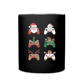 Gamer Weihanchten Gaming Weihnachten Zocken Zocker - Tasse einfarbig - Schwarz - Vorne