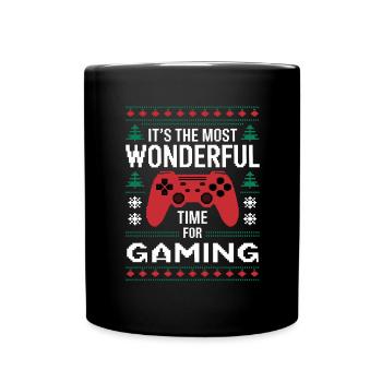 Gamer Weihanchten Gaming Weihnachten Zocken Zocker - Tasse einfarbig - Schwarz - Vorne