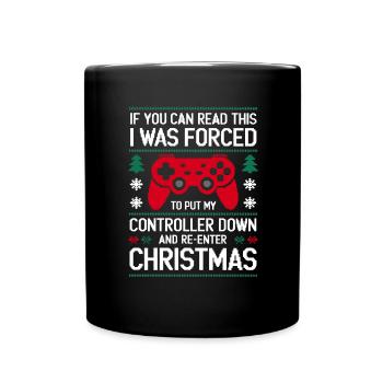 Gamer Weihanchten Gaming Weihnachten Zocken Zocker - Tasse einfarbig - Schwarz - Vorne