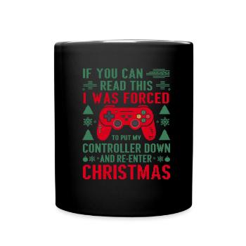 Gamer Weihnachten Gaming Zocken Zocker - Tasse einfarbig - Schwarz - Vorne