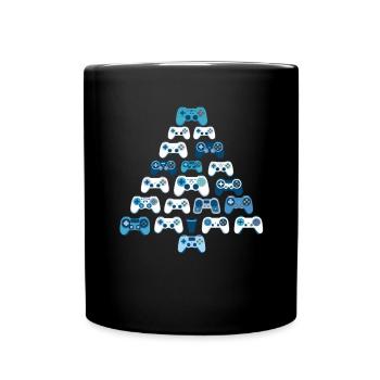 Gamer Weihnachten Gaming Zocken Zocker - Tasse einfarbig - Schwarz - Vorne
