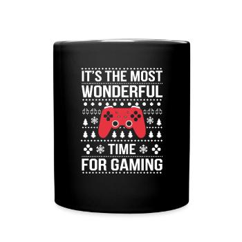 Gamer Weihnachten Gaming Zocken Zocker - Tasse einfarbig - Schwarz - Vorne
