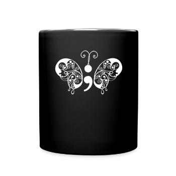 Mental Health Depression Semicolon - Full Colour Mug - black - Front