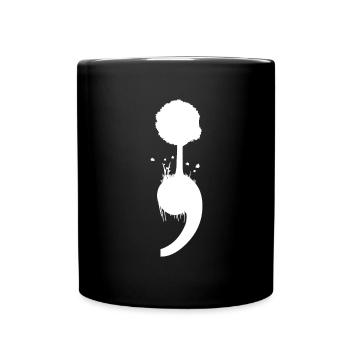 Mental Health Depression Semicolon - Full Colour Mug - black - Front