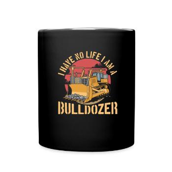 Bulldozer Planierraupe - Full Colour Mug - black - Front