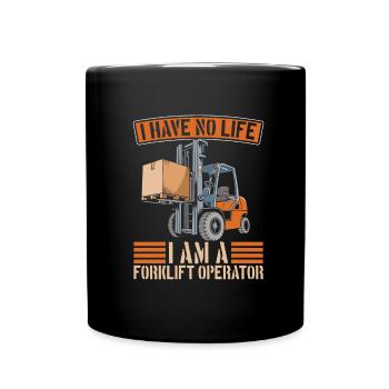 Gabelstapler Staplerfahrer - Tasse einfarbig - Schwarz - Vorne