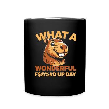 Capybara Wasserschwein Fucked Up Day - Full Colour Mug - black - Front