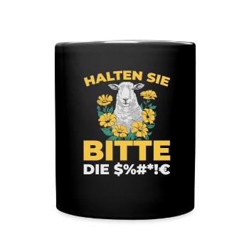 Schaf Halten Sie Bitte Die Fresse - Tasse einfarbig - Schwarz - Vorne