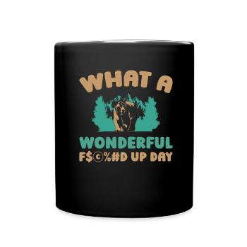 Bär Braunbär Fucked Up Day - Tasse einfarbig - Schwarz - Vorne