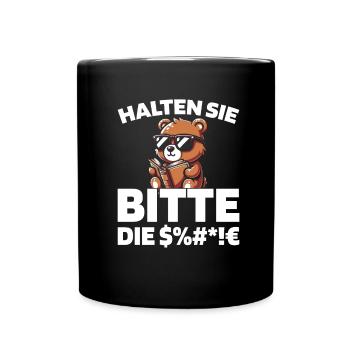 Bear Brown Bear Please keep your mouth shut - Full Colour Mug - black - Front
