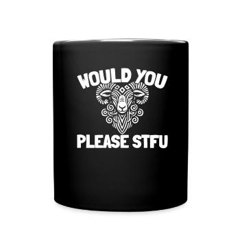 Schaf Stfu Would You Please Shut Up - Tasse einfarbig - Schwarz - Vorne