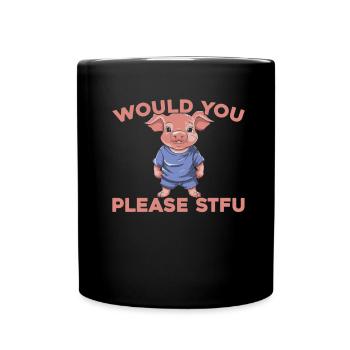 Pig Pig Farmer Stfu - Full Colour Mug - black - Front