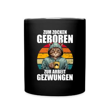 Born to gamble, forced to work, gamers - Full Colour Mug - black - Front