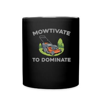 Lawn mower mowing - Full Colour Mug - black - Front