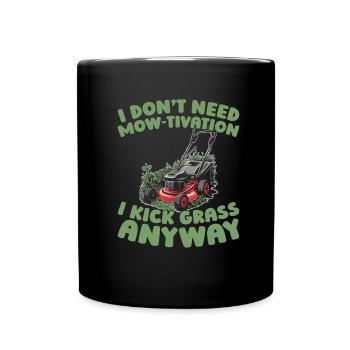 Lawn mower mowing - Full Colour Mug - black - Front