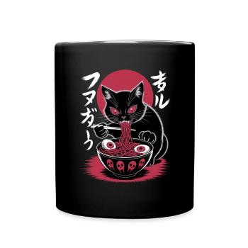 Kawaii Katze Ramen Nudeln Anime Katze - Tasse einfarbig - Schwarz - Vorne