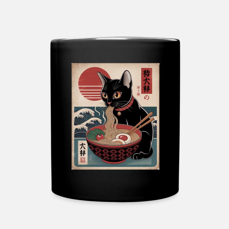 Kawaii Katze Ramen Nudeln Anime Katze - Tasse einfarbig - Schwarz