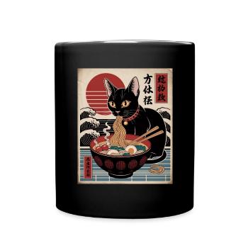 Kawaii Katze Ramen Nudeln Anime Katze - Tasse einfarbig - Schwarz - Vorne