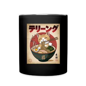 Kawaii Katze Ramen Nudeln Anime Katze - Tasse einfarbig - Schwarz - Vorne