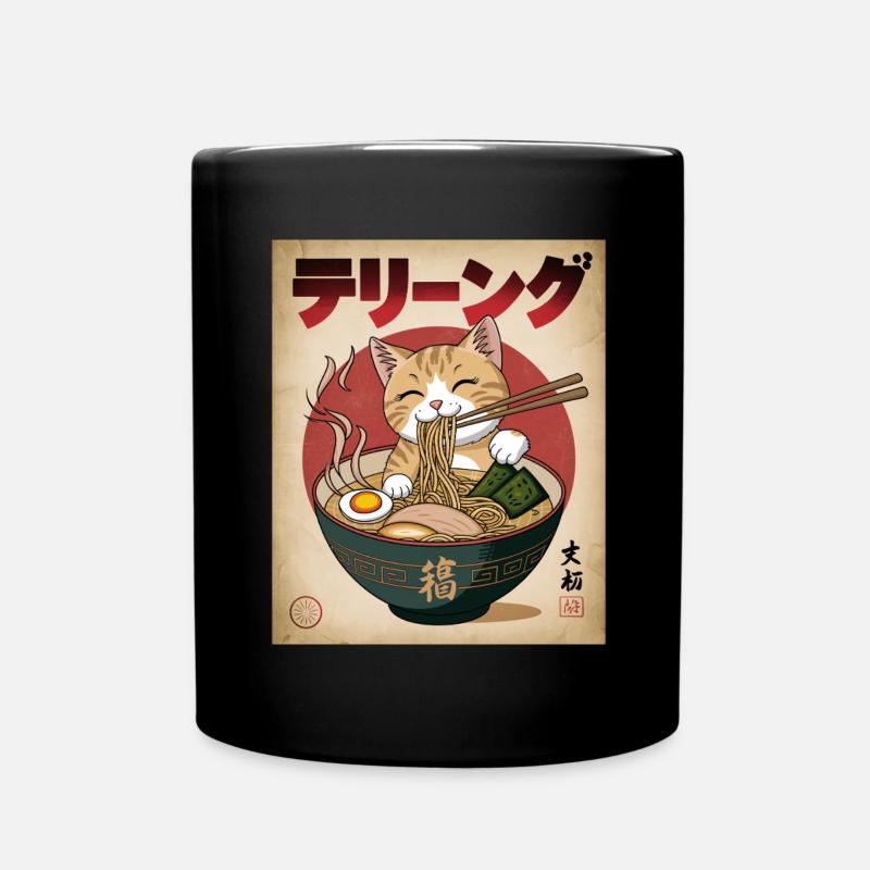 Kawaii Katze Ramen Nudeln Anime Katze - Tasse einfarbig - Schwarz