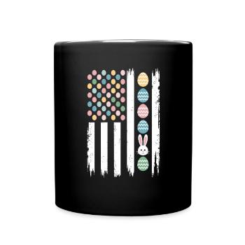Easter Eggs Bunnies American Flag - Full Colour Mug - black - Front