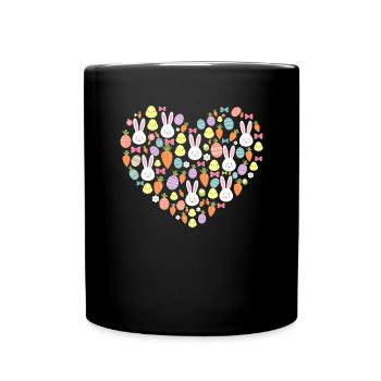 Easter Eggs Bunnies American Flag - Full Colour Mug - black - Front