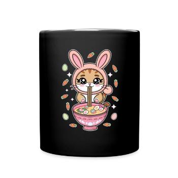Easter Kawaii Anime Cat Ramen - Full Colour Mug - black - Front