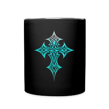 Goth Cross Y2K Emo Cross Gothic Aesthetic Tribal - Full Colour Mug - black - Front