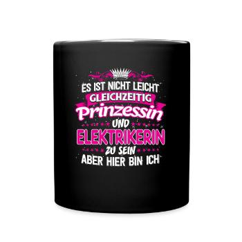 ELEKTRIKERIN - gleichzeitig Prinzessin - Tasse einfarbig - Schwarz - Vorne