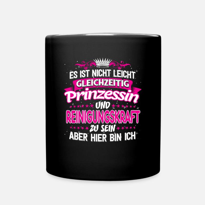 REINIGUNGSKRAFT - gleichzeitig Prinzessin - Tasse einfarbig - Schwarz