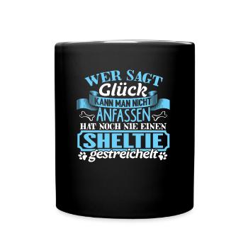 SHELTIE - Glück zum anfassen - Tasse einfarbig - Schwarz - Vorne