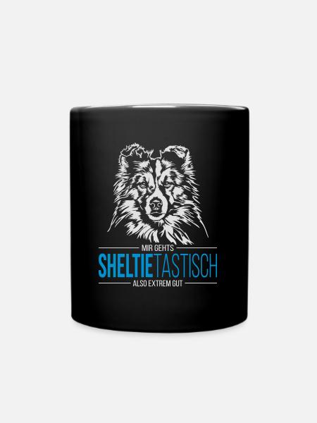 SHELTIETASTISCH Sheltie Shetland Sheepdog - Tasse einfarbig - Schwarz