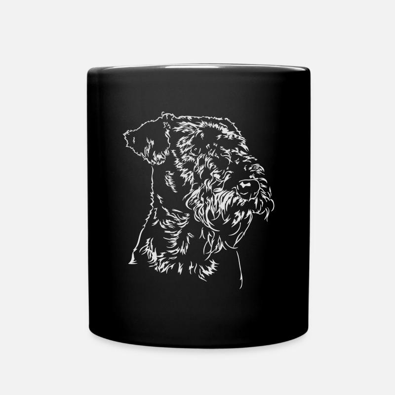 AIREDALE TERRIER Hunde Portrait Hund Wilsigns - Tasse einfarbig - Schwarz