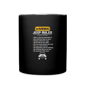 Warning Jeep Rules - Full Colour Mug - black - Front
