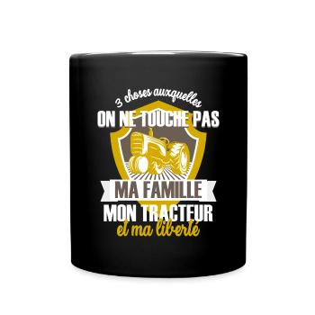 Ma famille, mon tracteur et ma liberté - Mug uni - noir - Devant