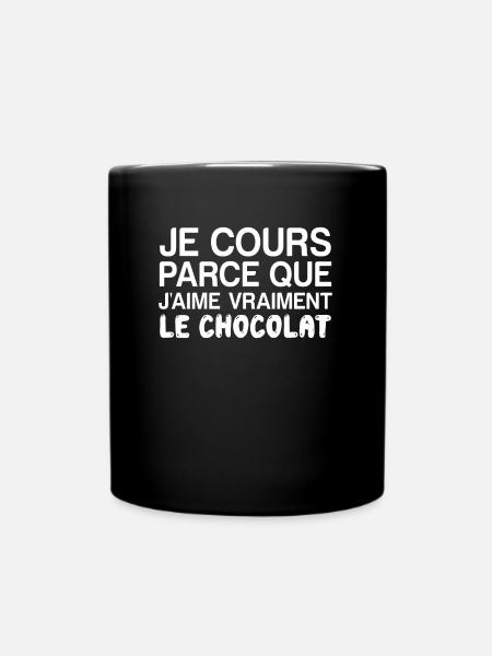 t-shirt drôle humour running chocolate - Mug uni - noir